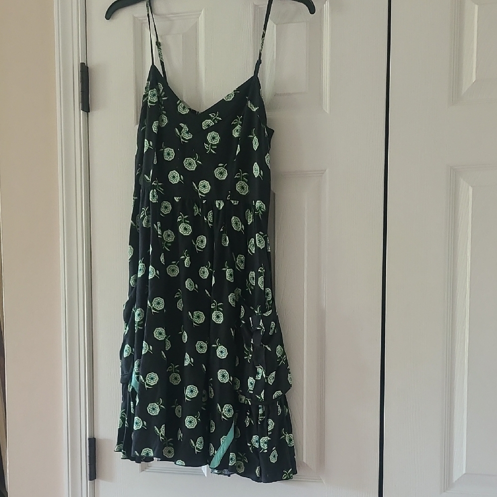 Floral Black and Green Dress